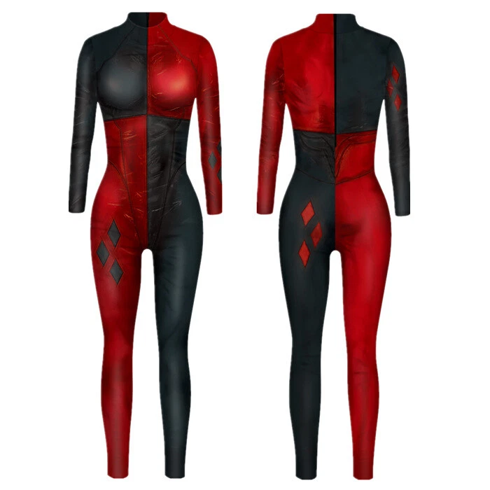 The Suicide Squad Harley Quinn Jumpsuit Frauen Gitter Halloween Overall Costumes - Bild 4 von 4