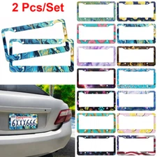 Set of 2 License Plate Frame Aluminum Car Tag Cover for Car Truck SUV Vehicle