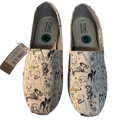 TOMS Womens Size 8 Belmont Office Dogs Shoes Slip On Casual Comfort Shoes NEW