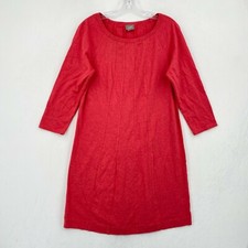 J Jill Ponte Raglan Tunic Dress Size Petite PM Red 3/4 Sleeve Front Seams