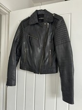 Miss Selfridge Genuine Leather Black Biker Jacket Size 8