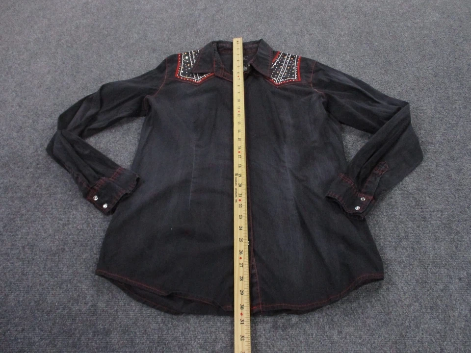 Рубашка Rock 47 Wrangler взрослая L с серыми карманами легкая с воротником выцветшая женская - Изображение 4 из 4