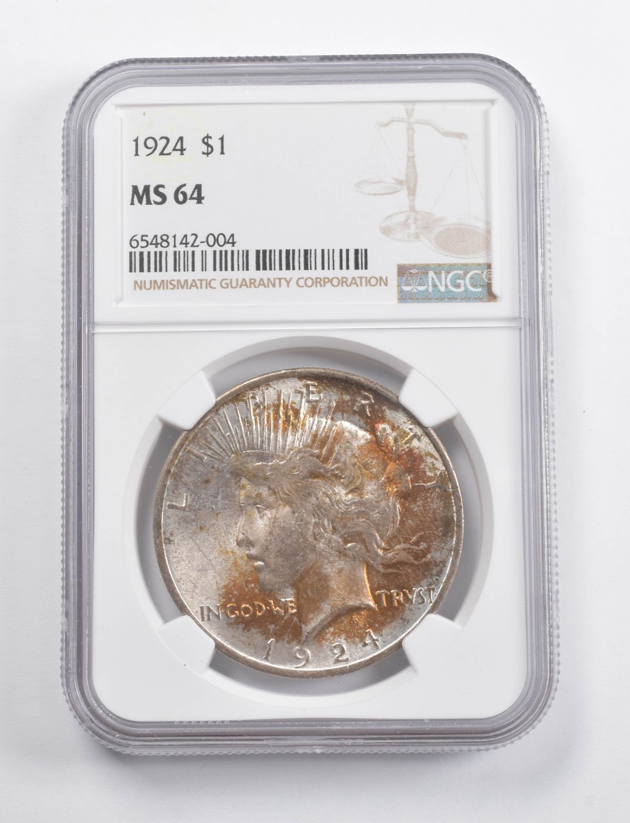 MS64 1924 Peace Silver Dollar NGC - Insane Color *3465 | eBay