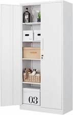 71H Metal Storage Cabinet with Locking Doors File Cabinet for Garage Home Office