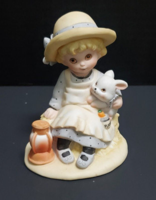 VTG 1986 Puddin Big Eyes Girl Holding A Bunny  by Morgan Inc. GEORGE GOOD