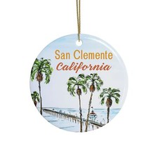 San Clemente Ceramic Christmas Ornament  California Travel Memory Gift