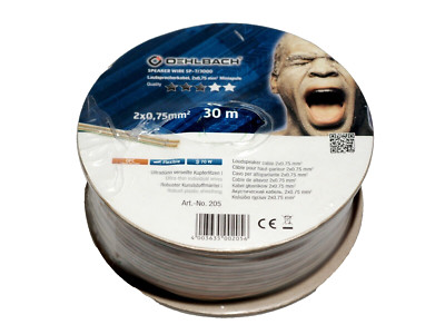 Oehlbach Lautsprecherkabel 2x0,75mm² Minispule 30m 205 Speaker Wire transp.