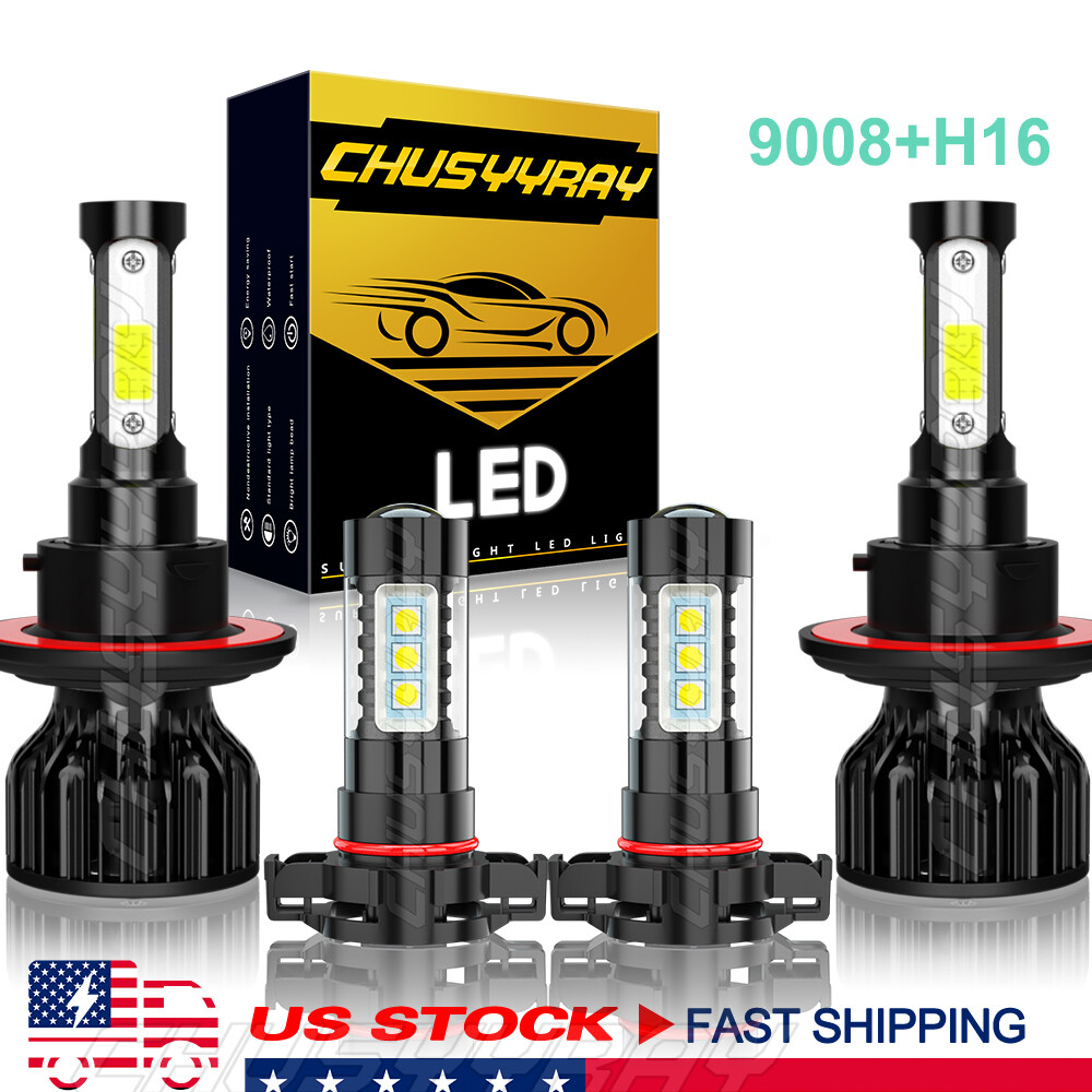 For Ford Escape 2008-2012 - 4PC 6000K LED Headlights Hi / Lo Fog Light Bulbs Kit