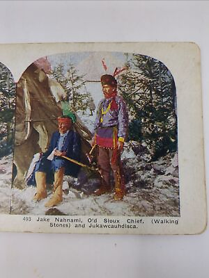 #ad Stereoview Card No 493 Jake Nahnami Old Sioux Chief Jukawcauhdisca $11.76