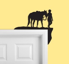 Horse & Walking Rider Silhouette Door/Shelf Topper Decoration- Unique Gift Idea