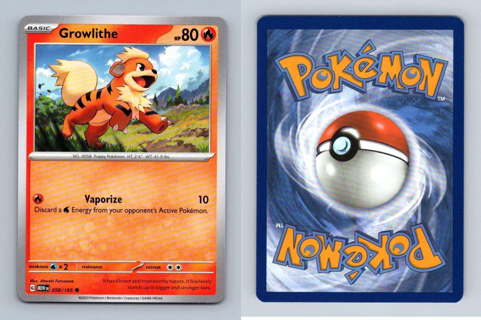 Growlithe #58 Scarlet & Violet 151 Pokemon 2023 Common TCG Card