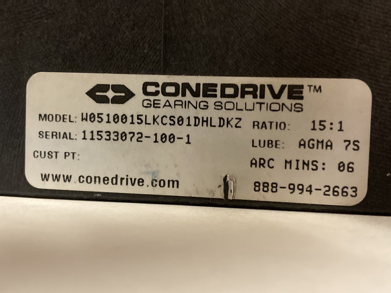 Conedrive,W0510015LKCD01DHLDKZ,Accudrive Servo Gearbox Reducer Ratio 15:1