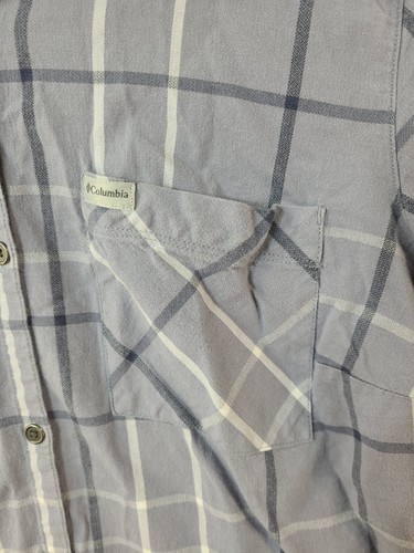 Columbia Lightweight Gray Plaid Short Sleeve Button Up Shirt Womens Large - Picture 5 of 8