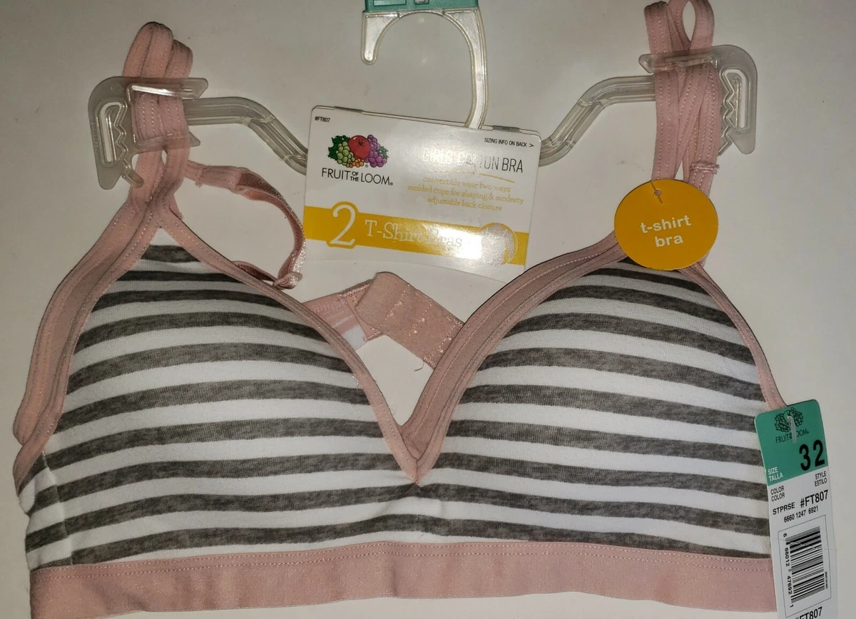 Girls Bras Teens Set of 2 T-shirt Size 32 Cotton Molded Cups Adjustable  Closure