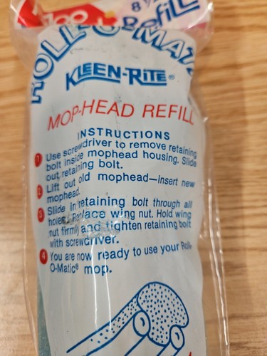 KLEEN RITE Originale Roll-O-Matic 8-1/2" Scrubber Mop Testa Ricarica 1185R NOS - Foto 3 di 9