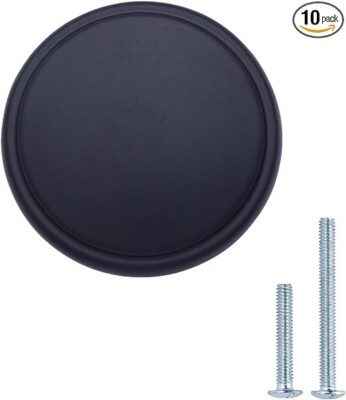 #ad Amazon Basics Modern Wide Top Ring Cabinet Knob 1.52quot; 10 pack Flat Black $22.99