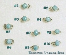 HIGH QUALITY 925 GENUINE AA LARIMAR RING MANY SIZES STYLES DOMINICAN REPUBLIC