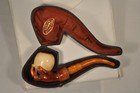 PIPE ANCIEN AMBRE ECUME DE MER ANTIQUE CARVED AMBER MEERSCHAUM SMOKING PIPE
