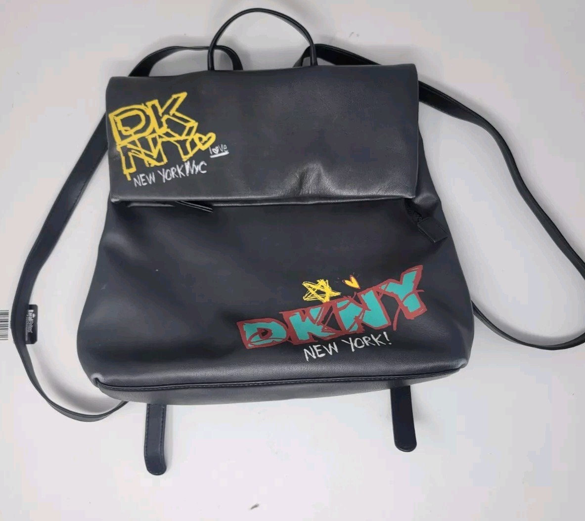 DKNY TILLY FOLD OVER NEW YORK GRAFFITI BACKPACK DKNY Tilly Fold Over Backpack Graffiti Logo Black Multicolor  main image 2