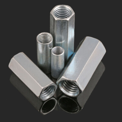 M6-M20 Hex/Round Connection Nuts Connector Connecting Rod bar Stud Long Nut Zinc