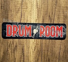Letrero de metal DRUM ROOM batería baterista vida batería conjunto kit percusión negro #2