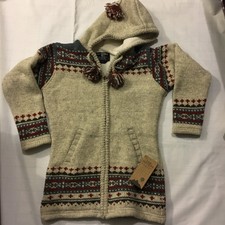 Lost Horizons Sweater Jacket Grey Wool Fleece Lined Size Large Hooded Nwt Zip