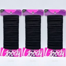 Lot Of 3 Goody's Ouchless Damage Free Elastics Black 37 Count Each