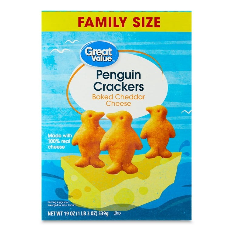 Great Value Baked Cheddar Cheese Penguin Crackers 19oz Box