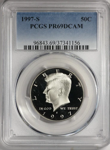 1997 S Kennedy Half Dollar Proof Lot- Clad a & Silver- PCGS PR69 DCAM (2 Coins)