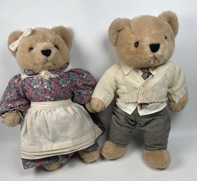 Vintage Pomeroy s Teddy Bears Pair 1980s Cottagecore Allied Stores Plush Korea