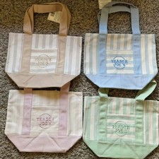Trader Joe&rsquo;s Mini Pastel Stripe Canvas Tote Bag Limited Edition Set Of 4