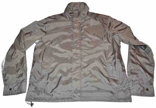 BURBERRY LONDON Men’s XL Grey Tech Satin Jacket Embroidered Placket Button Zip - product listing photo