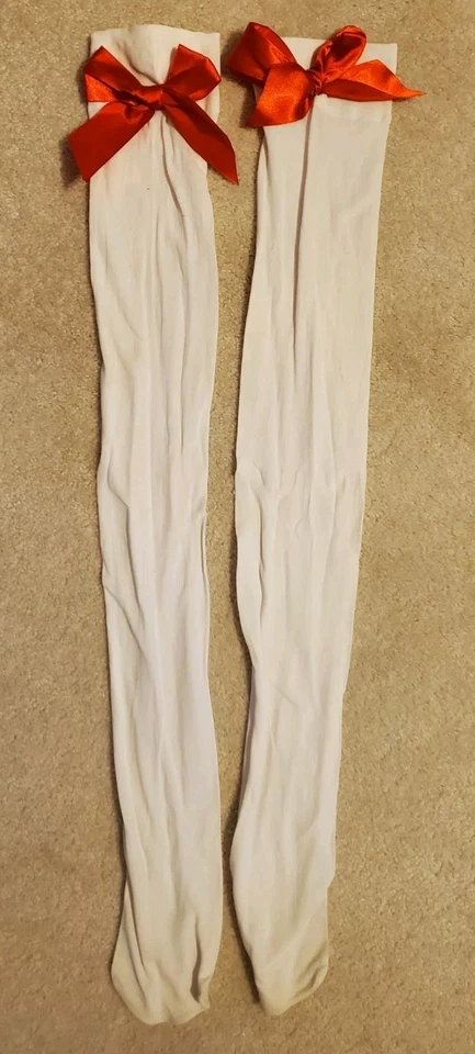 White Sailor Costume Dress & Knee Highs Garters Stockings Red Blue MEDIUM Sexy - Image 3 of 4