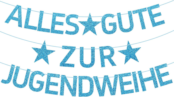 Jugendweihe Girlande Fertig AufgefäDelt Blauer Glitzer Dekoration FüR Teenager F-image