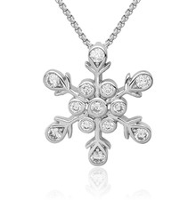 925 Sterling Silver CZ Snowflake Floating Chain Slide Necklace