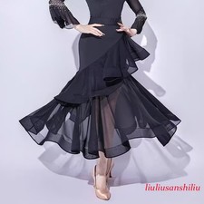 Ballroom Latin Tango Modern Dance Skirts Ruffle Waltz Performance Dress