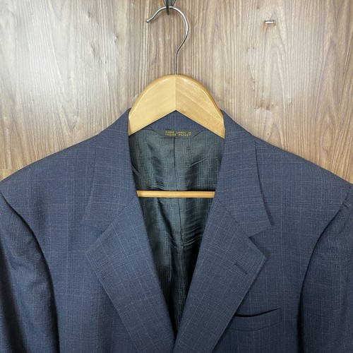 Halston, Cappotto sportivo Halston uomo 42L blu arancione pannello finestra lana vintage made in USA