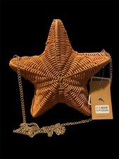 Tommy Bahama Viral Starfish Wicker Crossbody Bag Chain Strap Gold Tone NWT