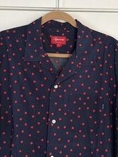 Supreme SS12 Navy / Red Polka Dot Short Sleeve Button Up Shirt - Size XL - RARE