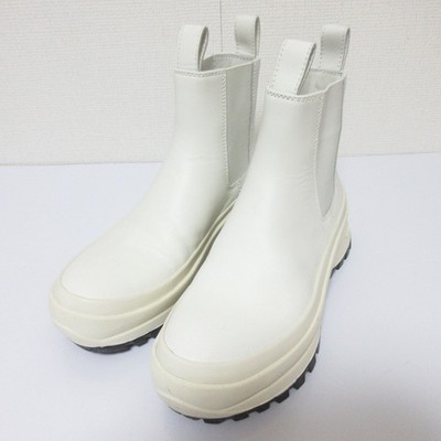 JIL SANDER Leather Side Gore Chelsea Boots Short Boots Size 36 White Women USED