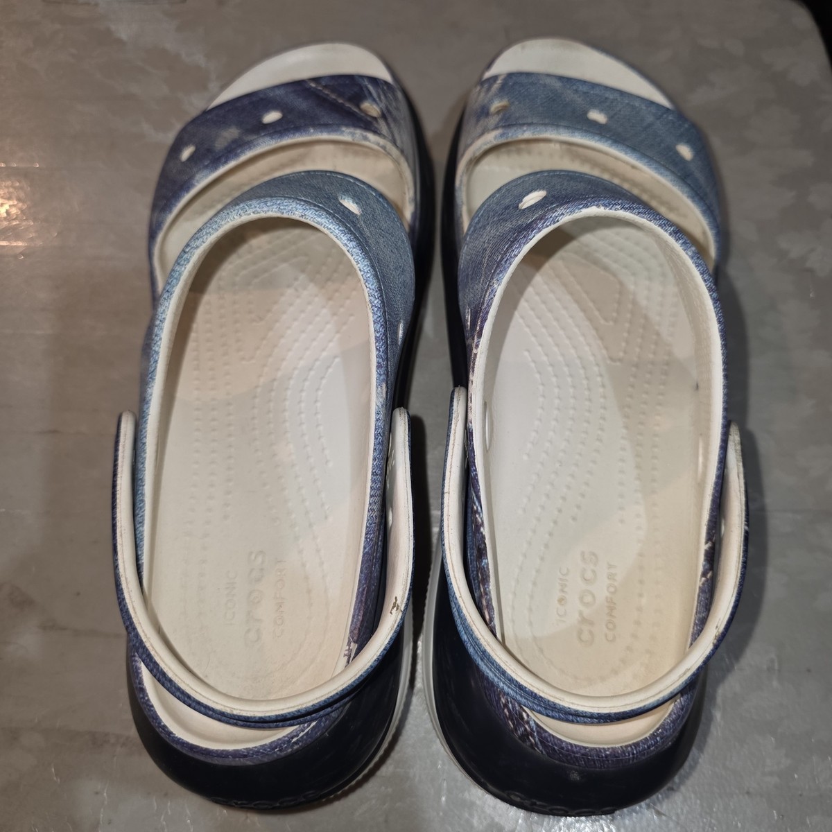 CROCS MEGA CRUSH Men\'s10/Women12 Denim Print Y2K Chunky Anime Cos Play Mule CROCS MEGA CRUSH Sz 11 Denim Print Y2K Chunky Anime Artsy  main image 2