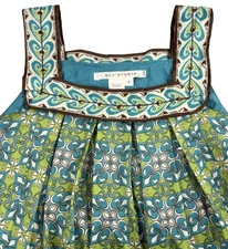 Max Studio Retro Tent Dress Pockets Green Blue Fully Lined Size Small Pleats