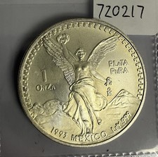 BU Dark Toned 1993 1oz Mexican Libertad 1oz Plata Pura .999 Fine Silver 720217