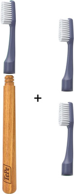 Tepe Choice Zahnbürste | weich | Farbe nicht wählbar | 1 Holzgriff, 3 Bürsten