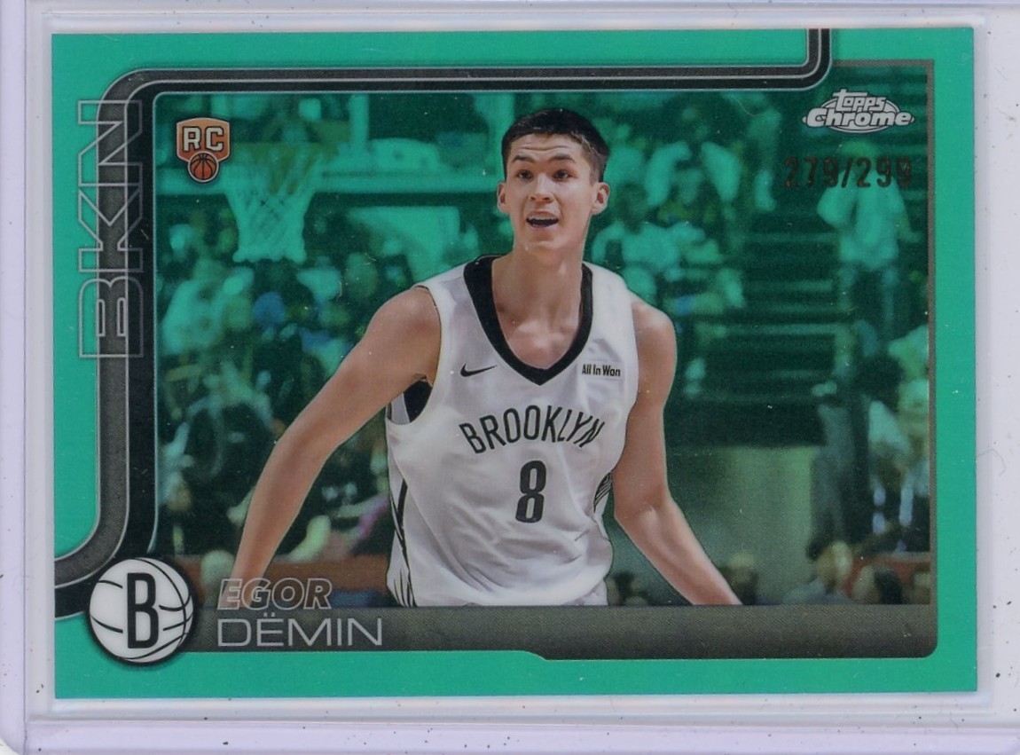 2025-26 Topps Chrome Egor Demin Aqua Refractor /299 Rookie Brooklyn Nets #258 RC