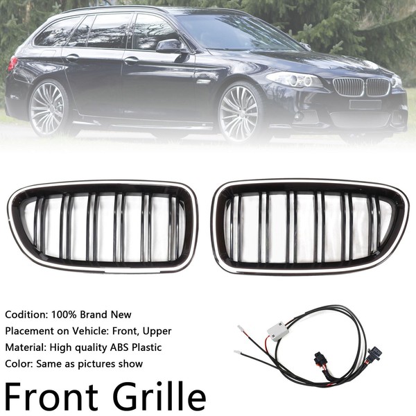 Nieren StoßStangen Grill Einsatz FüR BMW 5Er F10 F11 2010-2016 Glanz Schwarz UK-image