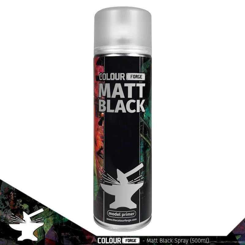Colour Forge Matt Black Spray 500ml | Primer UK Only | Warmodels
