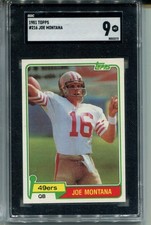 1981 Topps Joe Montana Rookie Card SGC 9 MINT Graded Football #216. rookie card picture