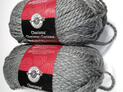 Loops & Threads Charisma Yarn-Charcoal-Lot  of 2 Skeins-Each 109 Yards