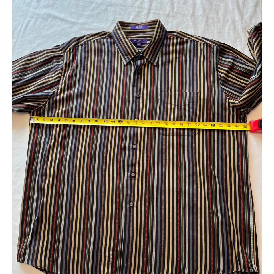 Camisa abotonada manga larga a rayas múltiples para hombre Alan River XXL 100 % algodón Foto 4 de 4